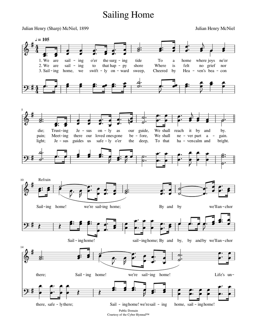 Sailing home Julian H. (Sharp) McNiel Sheet music for Piano (Piano