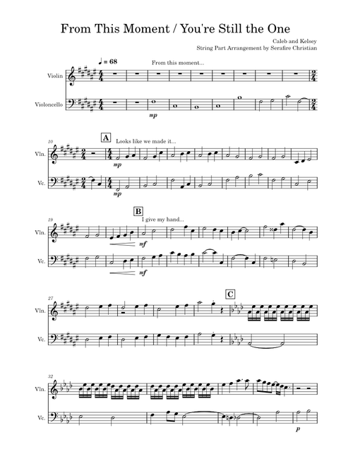 From This Moment  and You re Still the One Medley (Violin and Cello part)