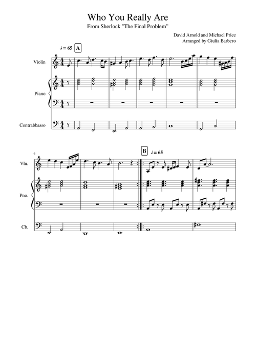 Who You Really Are from Sherlock The Final Problem (arrangement for piano and violin)
