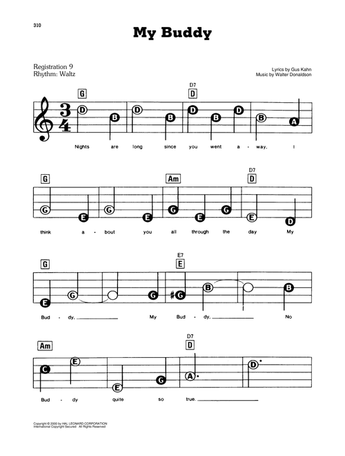 My Buddy - Gus Kahn and Walter Donaldson, Gus Kahn, Walter Donaldson (E-Z Play Today)