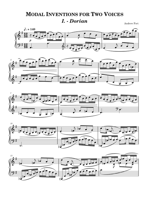 Modal Inventions for Two Voices