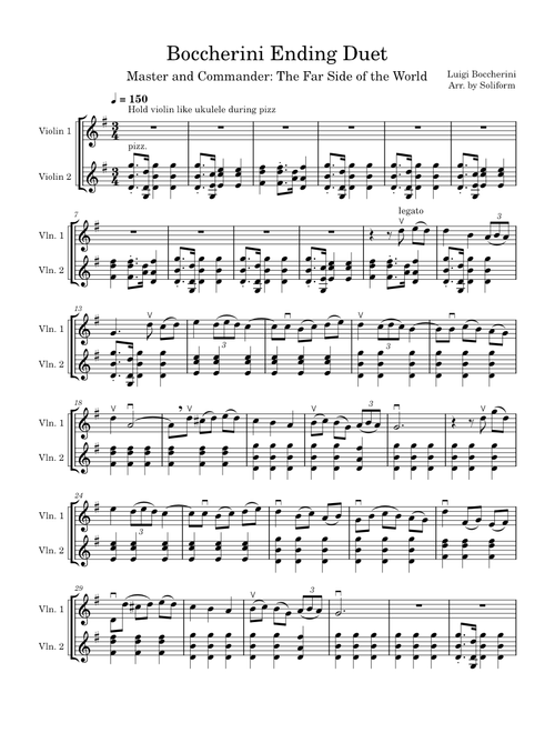La Musica Notturna Delle Strade Di Madrid, Op. 30 No. 6, G. 324 (Night Music Of The Streets Of Madrid) – Luigi Boccherini Master and Commander Boccherini Ending Duet