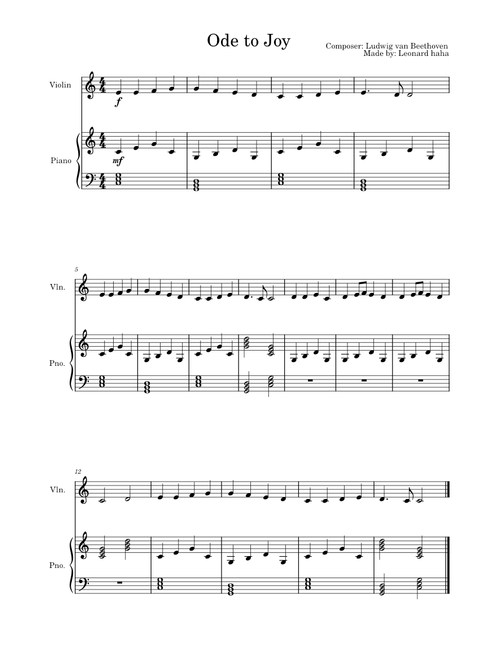 Ode To Joy – Ludwig van Beethoven ode to joy duet