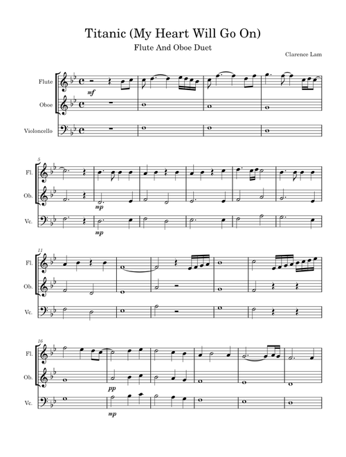 Titanic theme Flute And Oboe Duet - Clarence Lam