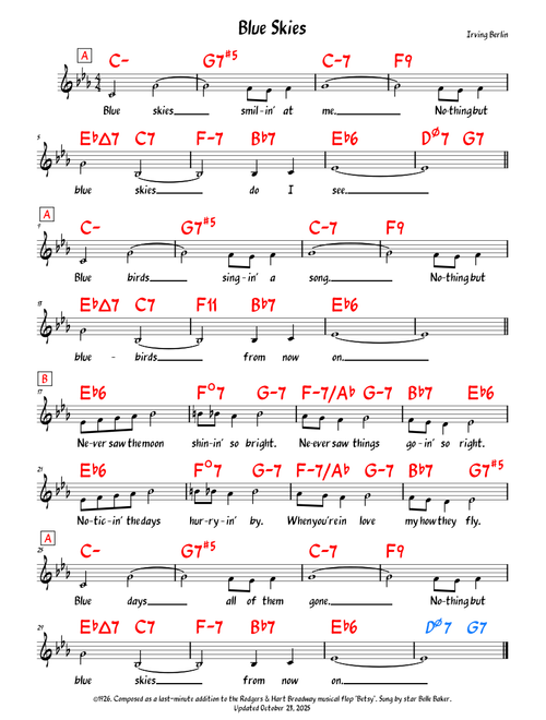 Blue Skies - Irving Berlin