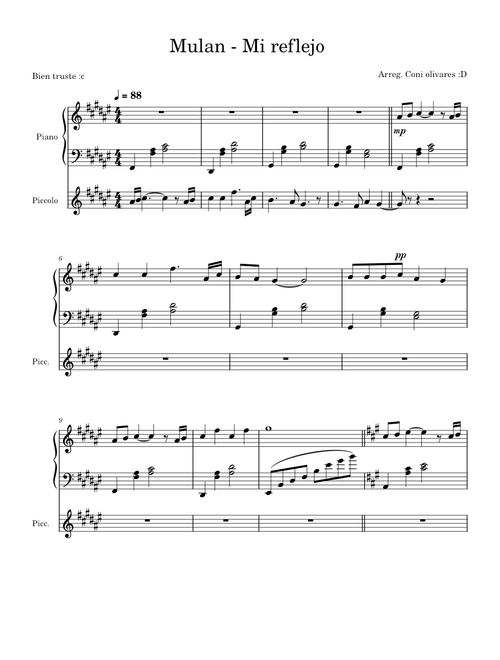 Reflection (from Mulan) – Christina Aguilera, David Zippel, Mulan Movie MULAN-_MI_REFLEJO_PIANO_DIZI