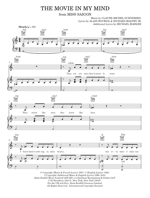 The Movie In My Mind - Miss Saigon (Piano-Vocal-Guitar)