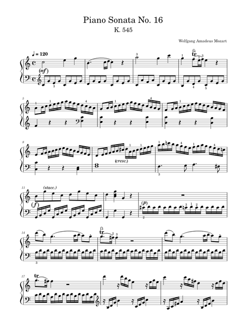 Piano Sonata No. 16 in C major – Wolfgang Amadeus Mozart Piano Sonata No. 16 in C major