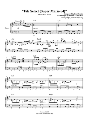 File select (Mario 64) Sheet Music for Piano (Solo) easy