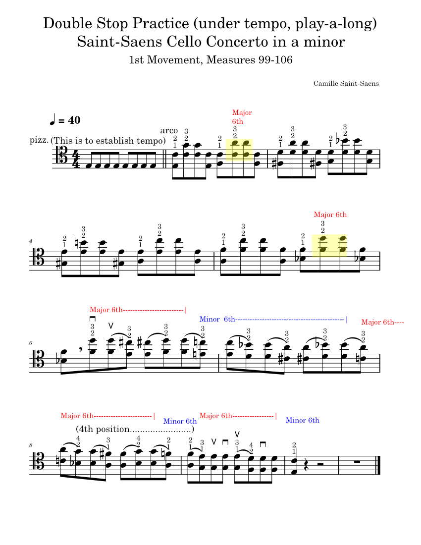 Saint-Saëns Cello Concerto No 1 For Cello And String Orchestra (arr