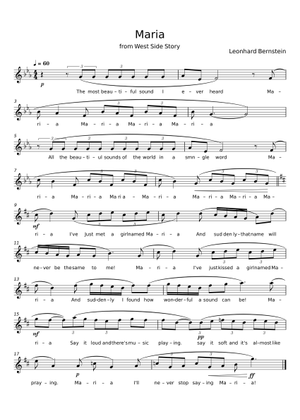 MARIA Sheet Music for Piano, Synthesizer (Mixed Duet) | MuseScore.com