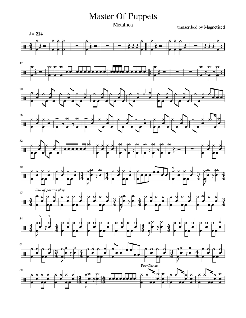 LLICA MASTER OF PUPPETS 楽譜集 バンドスコア Master Of Puppets