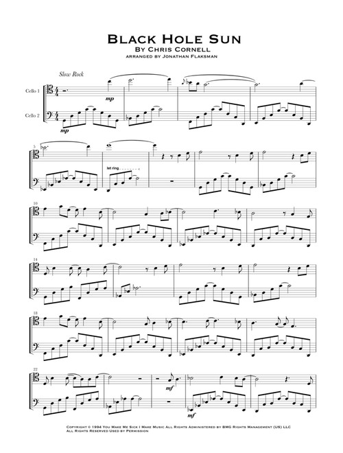 Black Hole Sun (Arr. Jonathan Flaksman) - Soundgarden (Cello Duet)