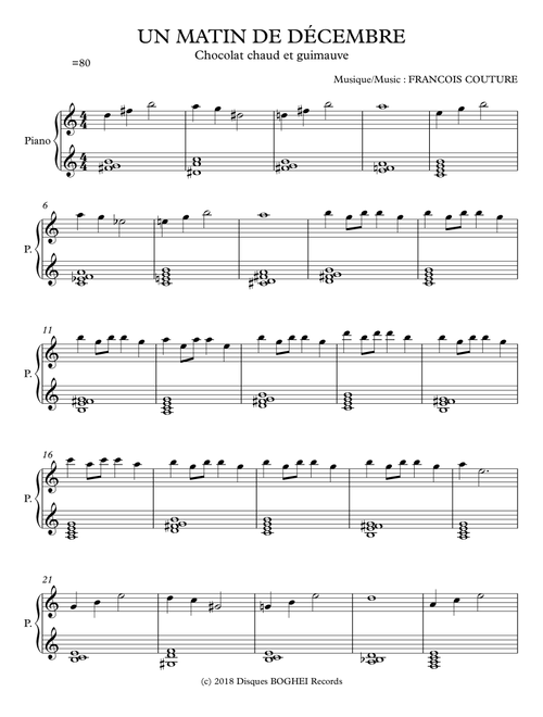 UN MATIN DE DÉCEMBRE - Chocolat chaud et guimauve - Francois Couture (Easy Piano)