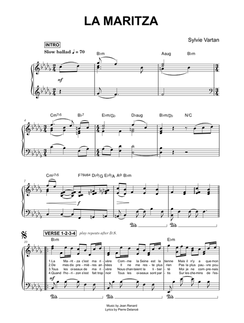 La Maritza - Sylvie Vartan (Piano)