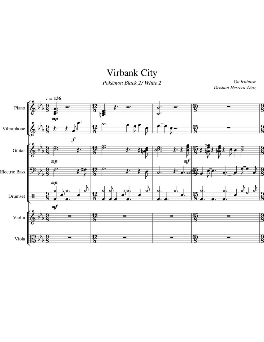 Virbank City (Pokémon Black/White 2) Sheet Music for Piano