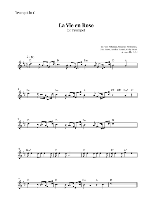 La Vie En Rose (Arr. GDJ) - Mohombi Moupondo, Matt James, Craig Smart (Trumpet Solo)