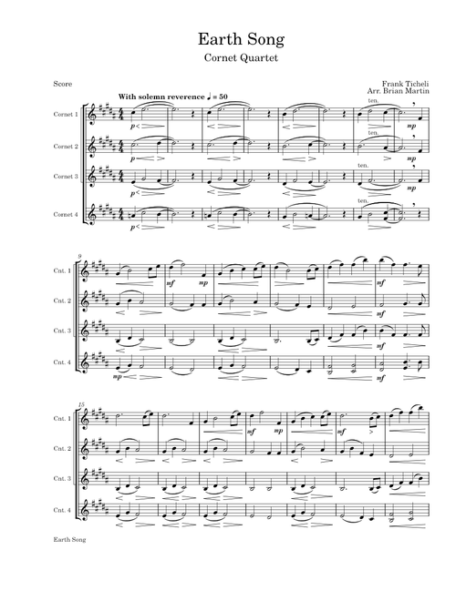 Earth Song - Frank Ticheli Cornet Quartet