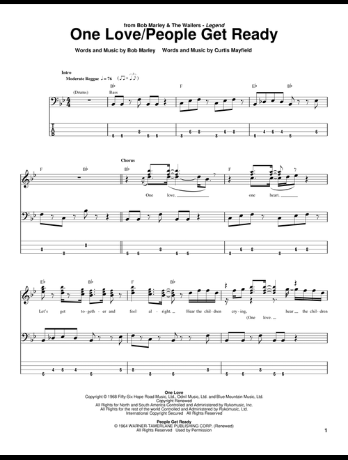 One Love - Bob Marley (Bass Tab)
