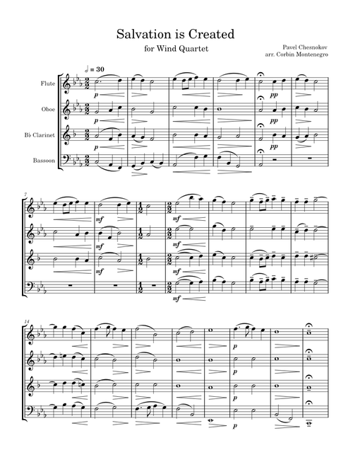 Salvation is Created- Woodwind Quartet