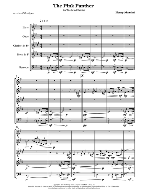 The Pink Panther (Arr. David Rodríguez) - Henry Mancini (Woodwind Ensemble)