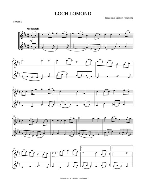 Loch Lomond (Arr. Mark Phillips) - Traditional (Violin Duet)