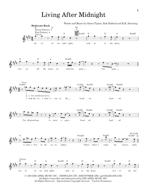 Living After Midnight - Judas Priest (Easy Guitar)
