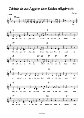 Free Ich Hab Dir Aus gypten Einen Kaktus Mitgebracht by Paul Kuhn sheet  music | Download PDF or print on MuseScore.com