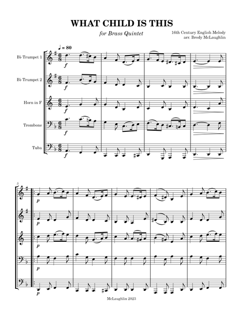 What Child is this? – Anonymous (Brass Quintet)
