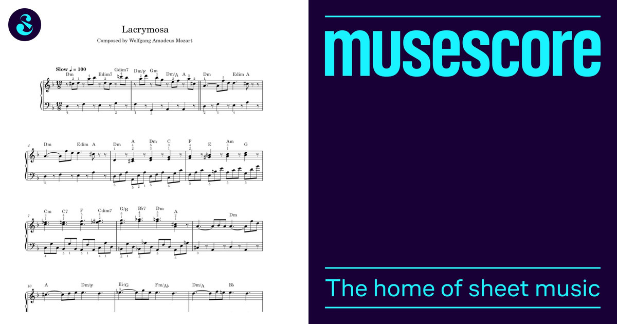 Lacrymosa - Wolfgang Amadeus Mozart Sheet Music for Piano (Solo) Easy ...
