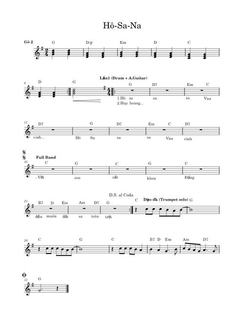 Thánh Ca Tin Lành: "Hô-Sa-Na"