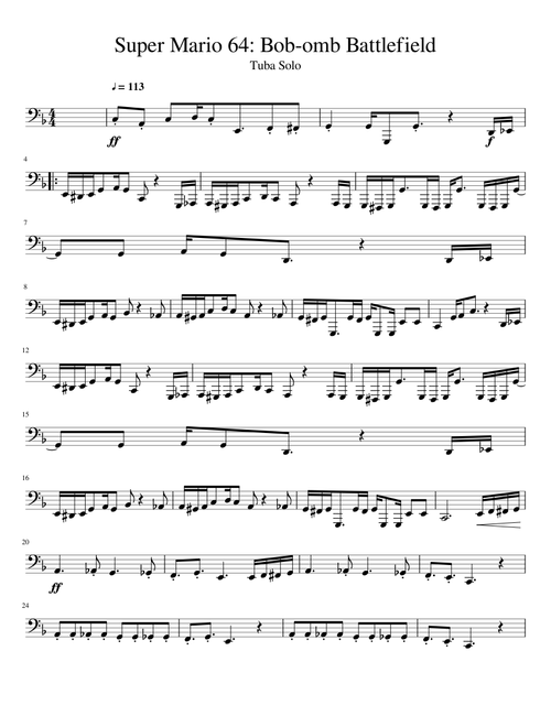 Super Mario 64 Bob omb Battlefield Tuba Solo (Original By: PIEridot)