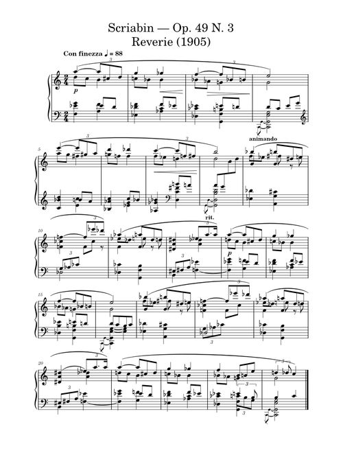 Op. 49 N. 3 Reverie – Alexander Scriabin
