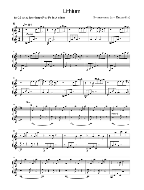Lithium – Evanescence (for 22 string lever harp)