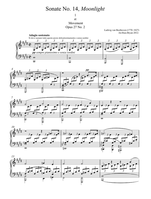 Sonate No. 14, “Moonlight” 1st Movement – raiabryan12