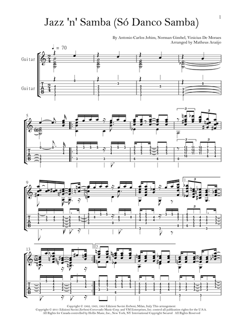 Jazz 'n' Samba (so Danco Samba) (Arr. Matheus Araújo) - Antonio Carlos Jobim (Guitar Tab)