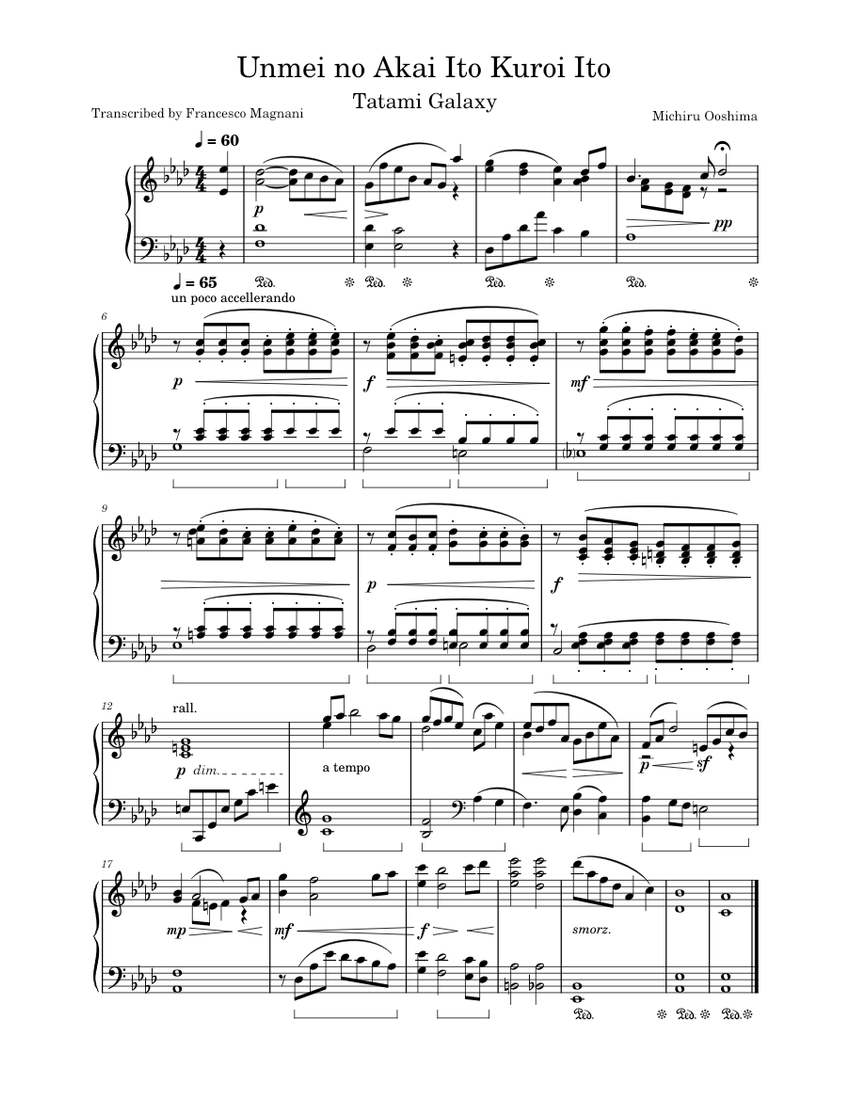 Unmei no Akai Ito Kuroi Ito Sheet music for Piano (Solo)