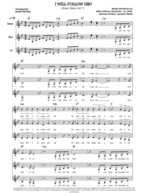 I Will Follow Him (i Will Follow You) (Arr. Mark Pepping) - Little Peggy March (Choral, SSA)