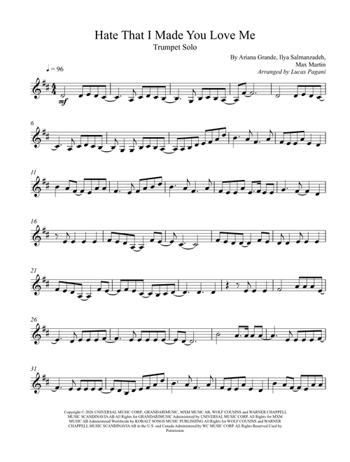 Hate That I Made You Love Me (Arr. Lucas Pagani) - Ariana Grande (Trumpet Solo)