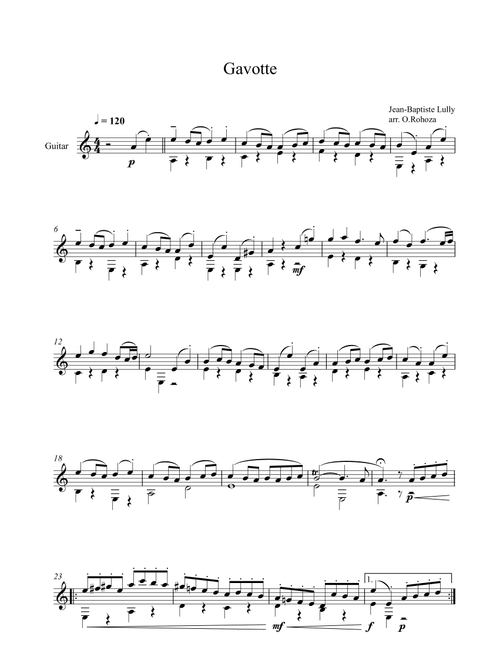 Gavotte - Jean-Baptiste Lully (Guitar) (Arr. Oleksii Rohoza) (Solo Guitar)