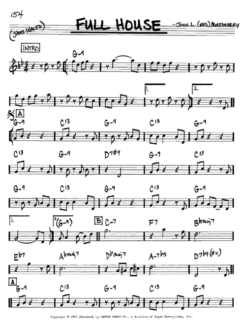 Full House - Wes Montgomery (Real Book - Melody-Chords)