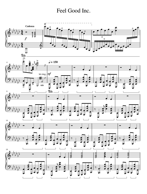 Feel Good Inc. for Piano