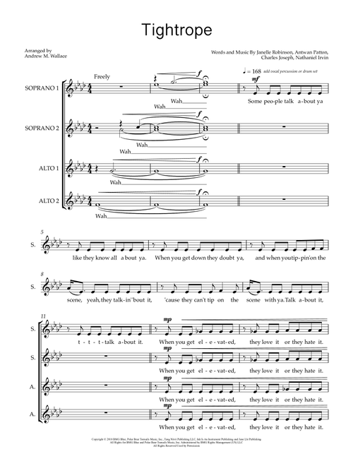 Tightrope (Arr. Andrew M. Wallace) - Janelle Monáe (Choral, SSAA)
