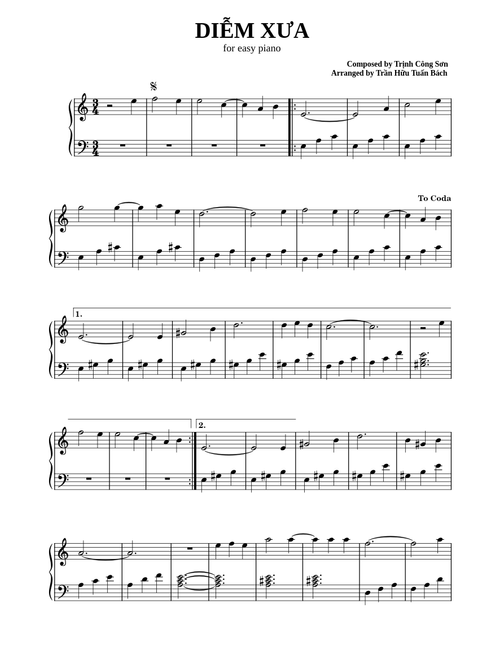 Diễm Xưa – Trịnh Công Sơn [for EASY PIANO]