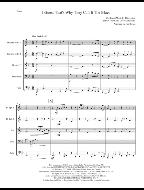 I Guess That's Why They Call It The Blues (Arr. Jim Bicigo) - Elton John (Brass Ensemble)