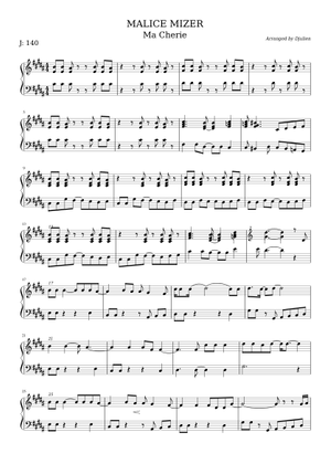 Ma cherie - Malice Mizer Sheet Music with Chords for Piano (Solo