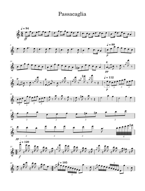 Passacaglia – Georg Friedrich Händel Passacaglia – Händel 1st violin part for clarinet