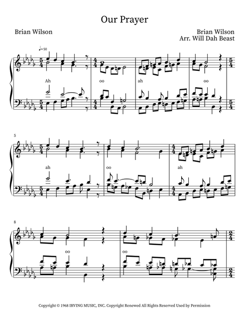 Our Prayer (Arr. Will Dah Beast) - Brian Wilson (Choral, SATB divisi)