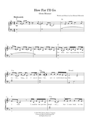 How Far I'll Go Sheet Music for Piano (Solo) easy | MuseScore.com