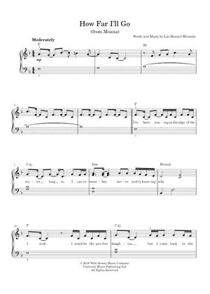 How Far I'll Go Sheet Music for Piano (Solo) easy | MuseScore.com